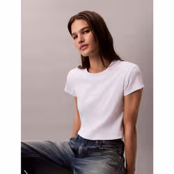 Calvin Klein T-shirt con logo in cotone a costine slim - Vista aggiuntiva 5