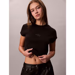 Calvin Klein T-shirt con logo in cotone a costine slim - Vista aggiuntiva 2