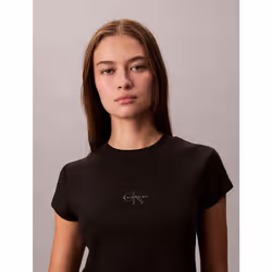 Calvin Klein T-shirt con logo in cotone a costine slim - Vista aggiuntiva 6