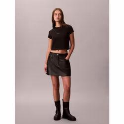 Calvin Klein T-shirt con logo in cotone a costine slim - Vista aggiuntiva 3