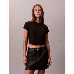 Calvin Klein T-shirt con logo in cotone a costine slim