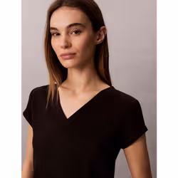 Calvin Klein T-shirt con scollo a V in cotone a costine - Vista aggiuntiva 3