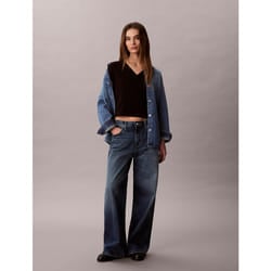Calvin Klein T-shirt con scollo a V in cotone a costine
