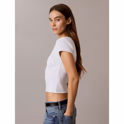 Calvin Klein Baby Tee a costine con monologo intessuto - Vista aggiuntiva 4