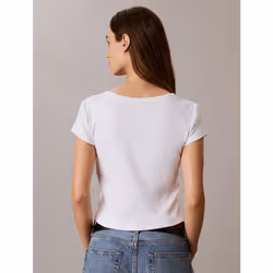 Calvin Klein Baby Tee a costine con monologo intessuto - Vista aggiuntiva 6