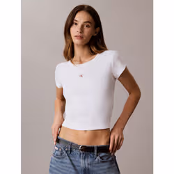 Calvin Klein Baby Tee a costine con monologo intessuto - Vista aggiuntiva 3