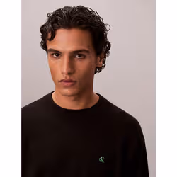 Calvin Klein Maglione con monogramma in cotone taglio relaxed - Vista aggiuntiva 3