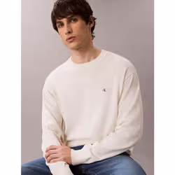 Calvin Klein Maglione con monogramma in cotone taglio relaxed - Vista aggiuntiva 4