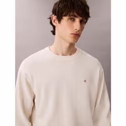 Calvin Klein Maglione con monogramma in cotone taglio relaxed - Vista aggiuntiva 2