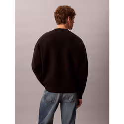 Calvin Klein Maglione con logo monogramma con emblema in misto cotone taglio relaxed - Vista aggiuntiva 4
