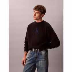 Calvin Klein Maglione con logo monogramma con emblema in misto cotone taglio relaxed - Vista aggiuntiva 2