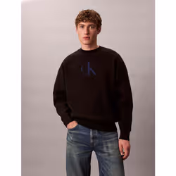 Calvin Klein Maglione con logo monogramma con emblema in misto cotone taglio relaxed - Vista aggiuntiva 5