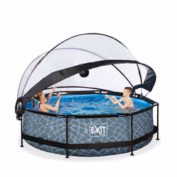 EXIT Stone pool ø300x76cm with dome and filter pump - grey Piscina con bordi Piscina rotonda 4383 L Grigio - Vista aggiuntiva 6