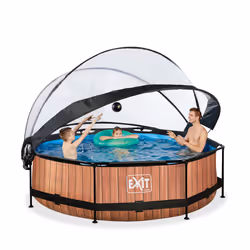 EXIT Wood pool ø300x76cm with dome and filter pump - brown Piscina con bordi Piscina rotonda 4383 L Marrone - Vista aggiuntiva 6