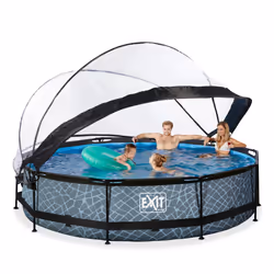 EXIT Stone pool ø360x76cm with dome and filter pump - grey Piscina con bordi Piscina rotonda 6125 L Grigio - Vista aggiuntiva 6