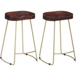 Sgabello da Bar Set 2 pz in Legno Massello di Mango Marrone vari dimensioni dimensioni : 46 x 38 x 52 cm