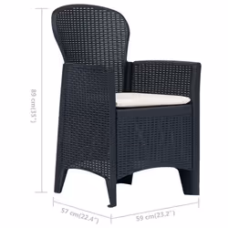 VidaXL 45599 sedia da esterno Terrazzo Seduta imbottita Plastica Antracite - Vista aggiuntiva 7