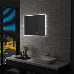 Specchio led Bagno con Sensore Tattile e Schermo Orario 80x60cm Vidaxl 31949