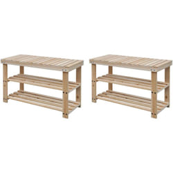 Scarpiera Salvaspazio, Portascarpe 2 in 1 con Piano d'Appoggio 2 pz in Legno Massello Vidaxl