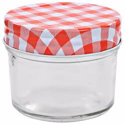 Vasi Marmellata in Vetro Coperchio Bianco e Rosso 48 pz 110 mlcod mxl 129253 - Vista aggiuntiva 3