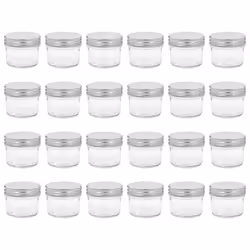 vidaXL Vasi per Marmellata in Vetro Coperchio Argento 24 pz 110 ml - Vista aggiuntiva 2