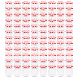 vidaXL Vasi Marmellata in Vetro Coperchio Bianco e Rosso 96 pz 230 ml - Vista aggiuntiva 2