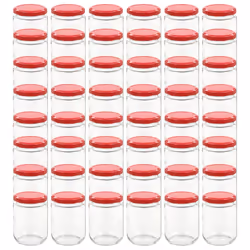 vidaXL Vasi per Marmellata in Vetro Coperchio Rosso 48 pz 230 ml - Vista aggiuntiva 2