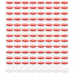 vidaXL Vasi per Marmellata in Vetro Coperchio Rosso 96 pz 230 ml - Vista aggiuntiva 2