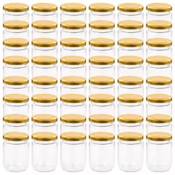 vidaXL Vasi per Marmellata in Vetro Coperchio Oro 48 pz 230 ml - Vista aggiuntiva 2