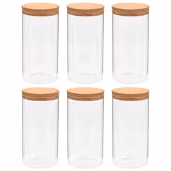 vidaXL Barattoli in Vetro con Coperchio in Sughero 6 pz 1400 ml - Vista aggiuntiva 2