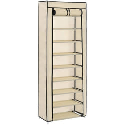 Scarpiera Salvaspazio, Portascarpe con Rivestimento in Tessuto Crema 57x29x162 cm Vidaxl
