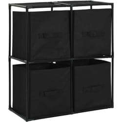 Vidaxl - Mobile Moderno, Armadietto con 4 Cestini in Tessuto Nero 63x30x71 cm in Acciaio 6734