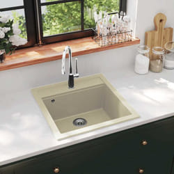 Lavandino, Lavello da Cucina in Granito Vasca Singola Beige Vidaxl 43262