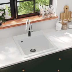 Lavello da Cucina in Granito Vasca Singola Bianco Vidaxl 90987