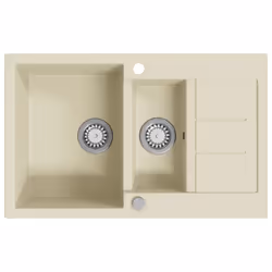 vidaXL Lavello da Cucina in Granito Vasca Doppia Beige - Vista aggiuntiva 2