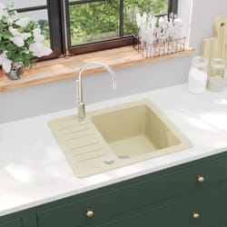 Lavandino, Lavello da Cucina in Granito Vasca Singola Beige Vidaxl 74084