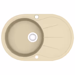 vidaXL Lavello da Cucina in Granito Vasca Singola Ovale Beige - Vista aggiuntiva 2