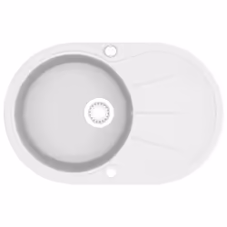 vidaXL Lavello da Cucina in Granito Vasca Singola Ovale Bianco - Vista aggiuntiva 2
