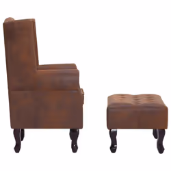 vidaXL Poltrona Chesterfield Poggiapiedi Marrone Ecopelle Scamosciata - Vista aggiuntiva 3