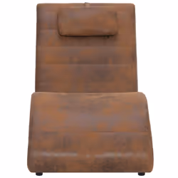 vidaXL Sdraio con Cuscino Marrone in Pelle Sintetica Scamosciata - Vista aggiuntiva 3