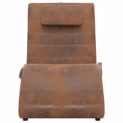 vidaXL Sdraio Massaggiante con Cuscino Marrone Similpelle Scamosciata - Vista aggiuntiva 3