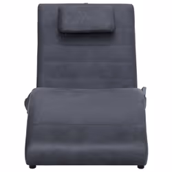 vidaXL Sdraio Massaggiante con Cuscino Grigia Similpelle Scamosciata - Vista aggiuntiva 3