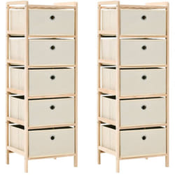 Scaffali con 5 Cesti in Tessuto 2 pz in Legno di Cedro Beige Vidaxl 7892