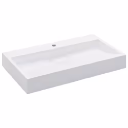 vidaXL Lavandino 80x46x11 cm Blocco in Marmo/Minerale Bianco - Vista aggiuntiva 2