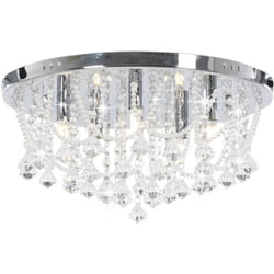 Lampadario Perle di Cristallo Argento Rotondo 4 Lampadine G9 vari dimensioni dimensioni : 45 x 22 cm