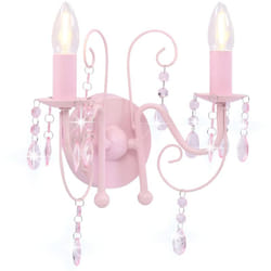 Vidaxl - Lampada da Muro con Perle Rosa 2 Lampadine E14 87759