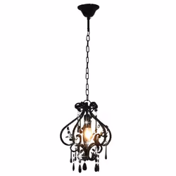 Lampadario con Perle Nero Rotondo E14cod mxl 103858