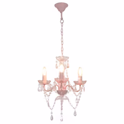 Lampadario con Perline Rosa Tondo 3 E14cod mxl 127823 - Vista aggiuntiva 2