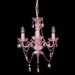 Lampadario con Perline Rosa Tondo 3 E14cod mxl 127823 - Vista aggiuntiva 3