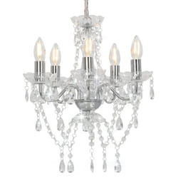 Vidaxl - Lampadario con Perline di Cristallo Argento Tondo 5 E14 99856